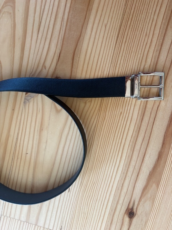 Prada Black Saffiano Leather Reversible Belt Silver Buckle Size 90/36 main image 6